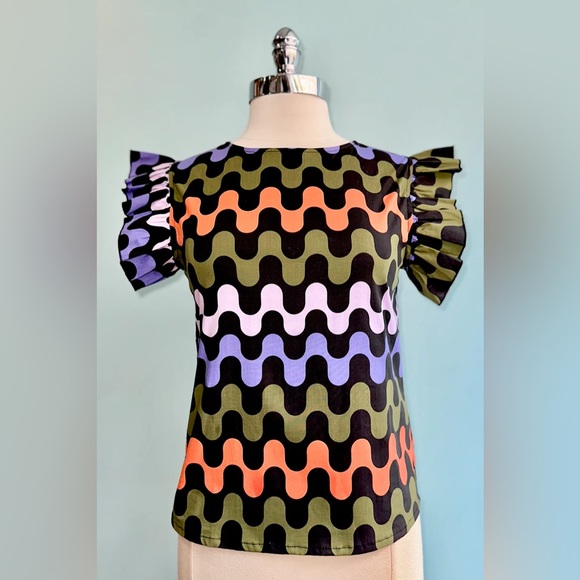 Nooworks Ruffle Sleeve Cotton Poplin Top 2X New Without Tags XXL - Picture 5 of 5